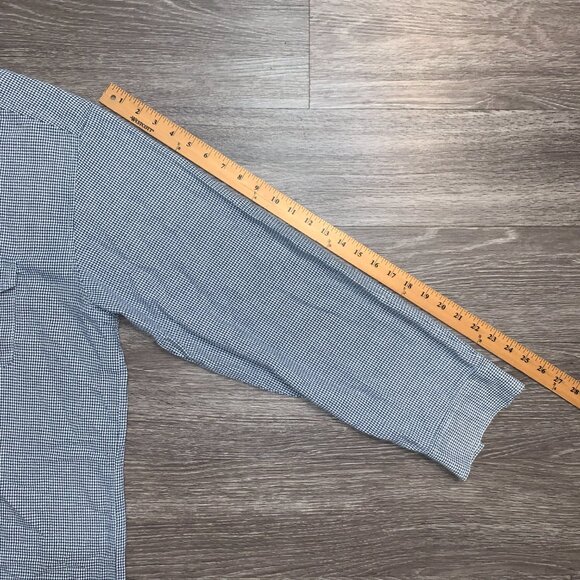 Vintage 90s Levis Blue Houndstooth Button Down Flannel Shirt Sz. L 1998 - Picture 7 of 12